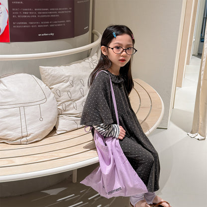 Polka Dot Frill Knit Dress ドット柄 フリル ニット ワンピース【mh0012461】 ADbaby 半袖ロンパース