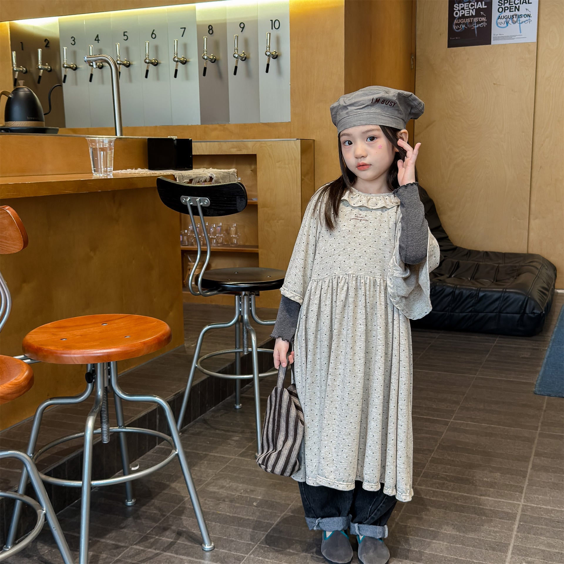 Polka Dot Frill Knit Dress ドット柄 フリル ニット ワンピース【mh0012461】 ADbaby 半袖ロンパース