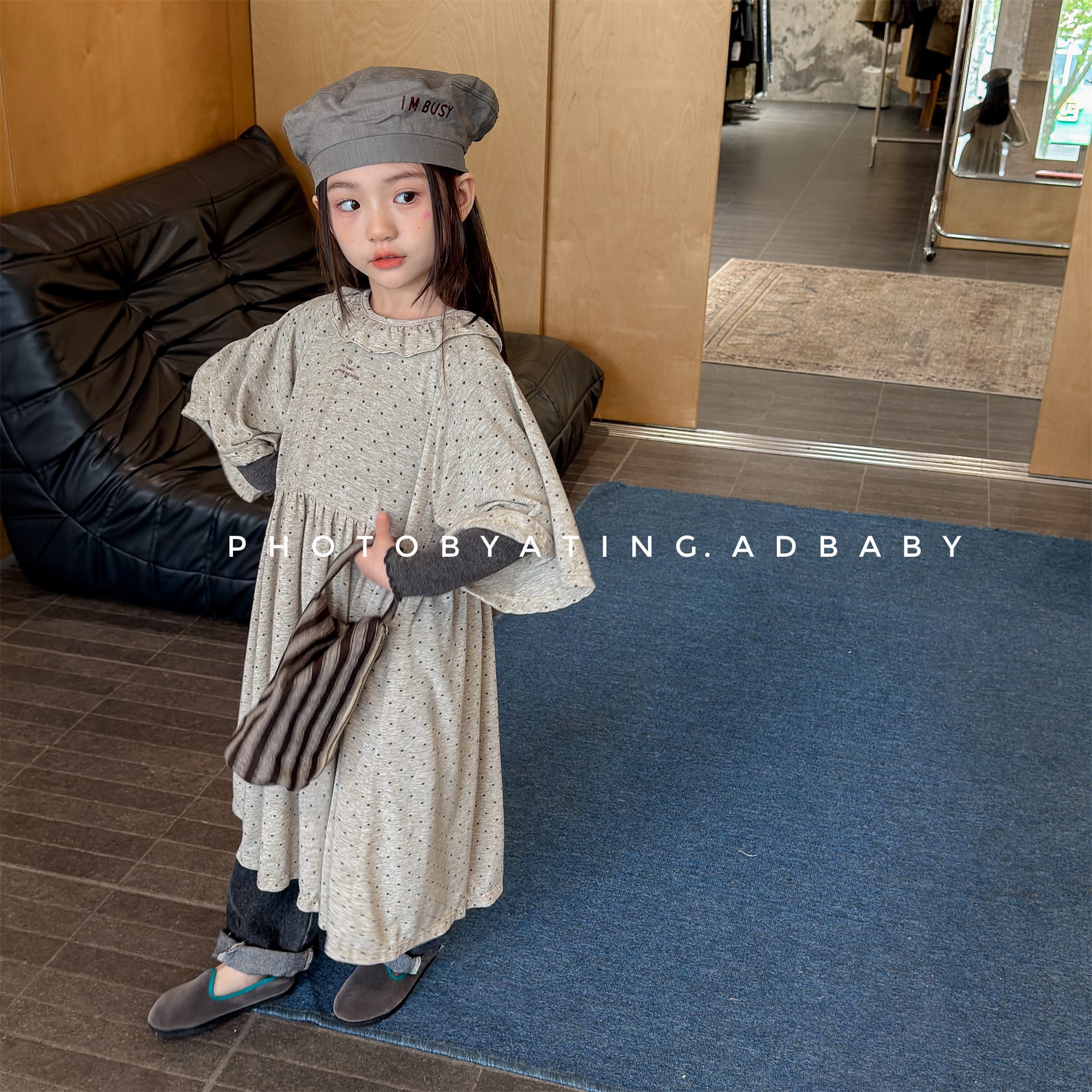 Polka Dot Frill Knit Dress ドット柄 フリル ニット ワンピース【mh0012461】 ADbaby 半袖ロンパース