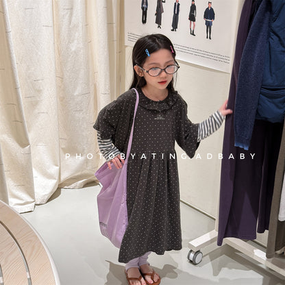 Polka Dot Frill Knit Dress ドット柄 フリル ニット ワンピース【mh0012461】 ADbaby 半袖ロンパース