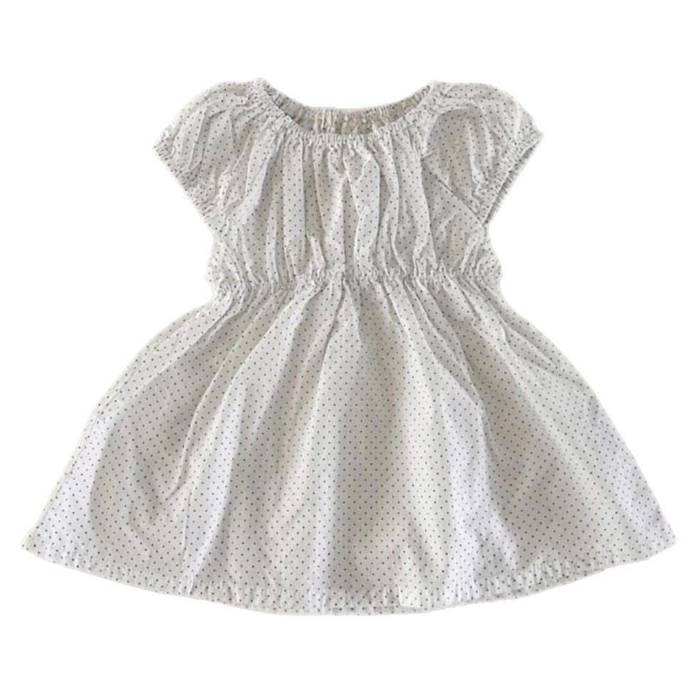 Polka Dot Gathered Waist Dress ドット柄 パフスリーブワンピース【mh0013217】 BBAMMA 半袖ワンピース
