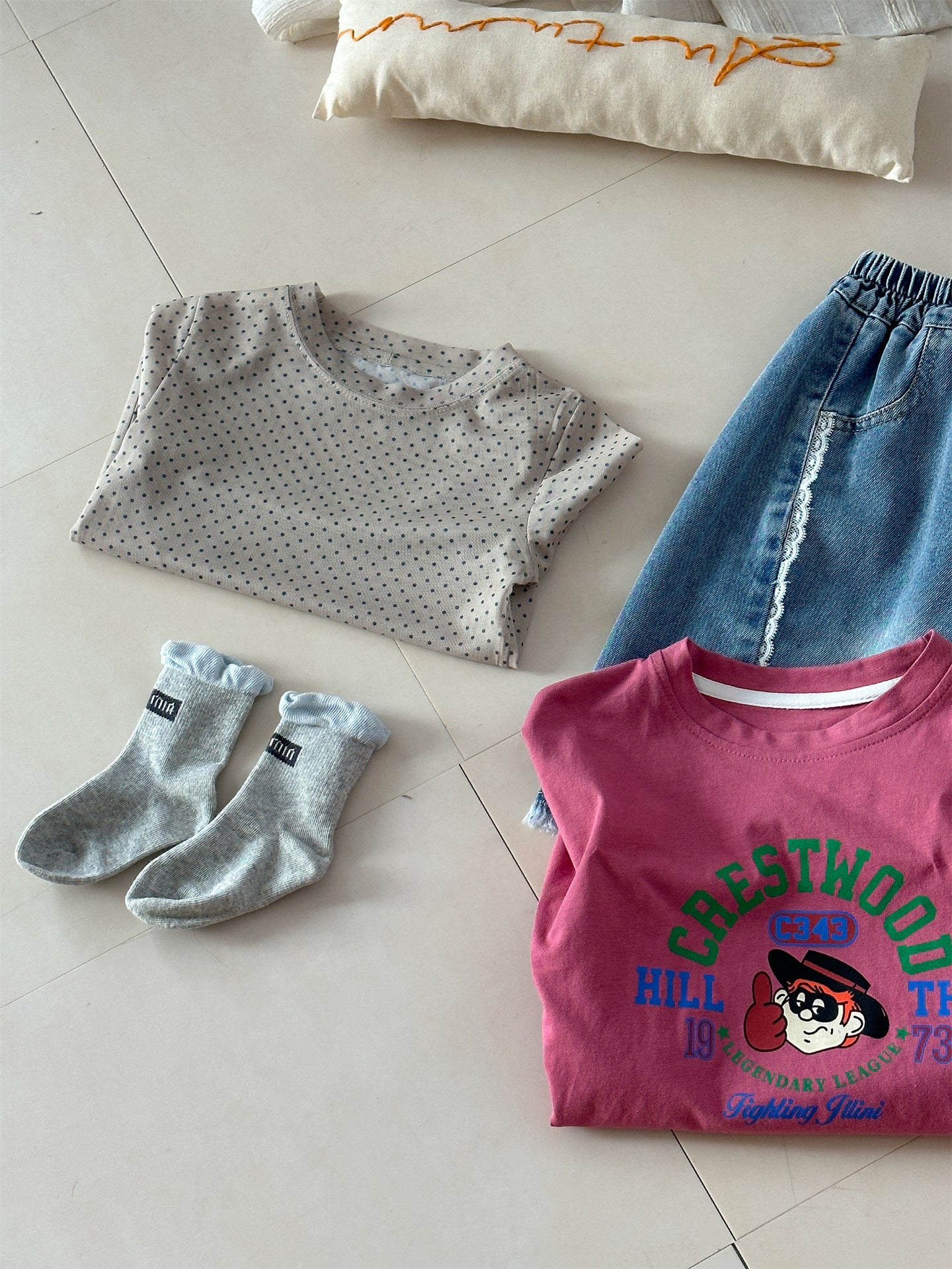 Polka Dot Long Sleeve T-shirt ドット 長袖 Tシャツ【mh0012291】 Laibaobao