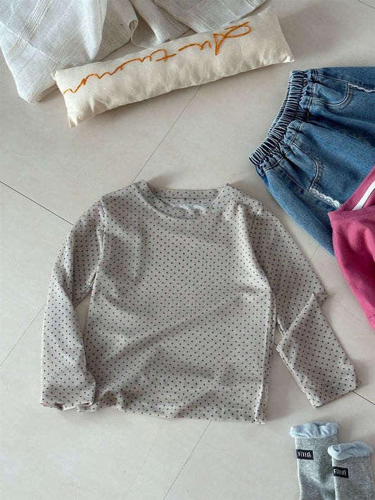 Polka Dot Long Sleeve T-shirt ドット 長袖 Tシャツ【mh0012291】 Laibaobao