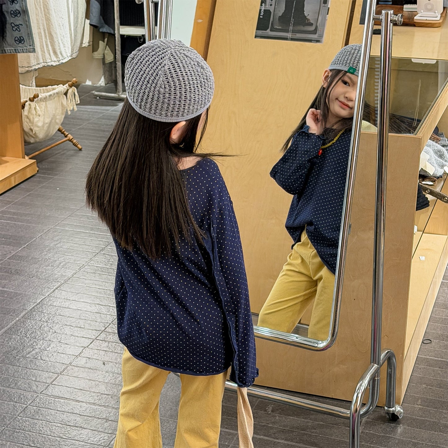 Polka Dot Long Sleeve Top ドット柄 長袖 Tシャツ【mh0012464】 ADbaby 長袖Tシャツ