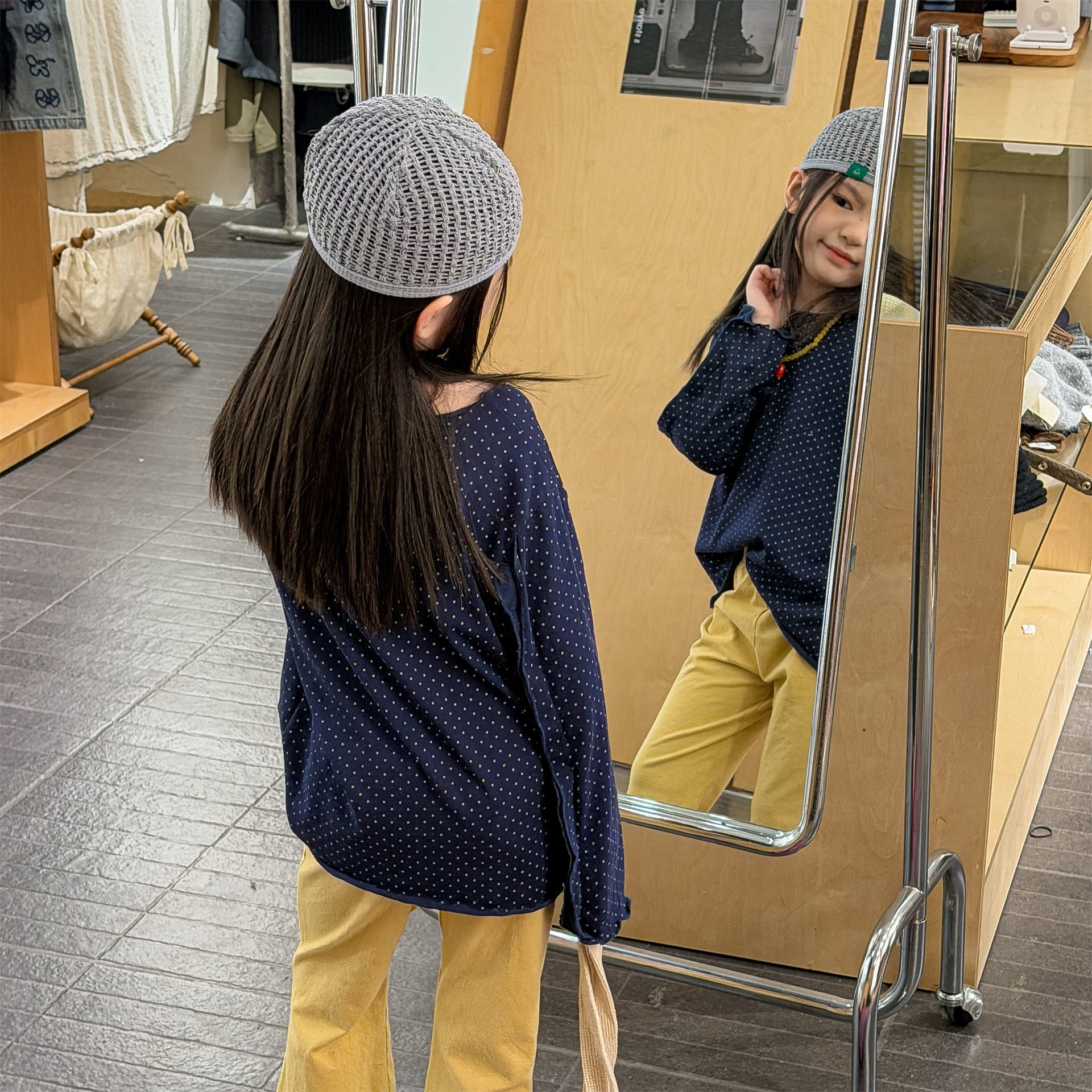 Polka Dot Long Sleeve Top ドット柄 長袖 Tシャツ【mh0012464】 ADbaby 長袖Tシャツ