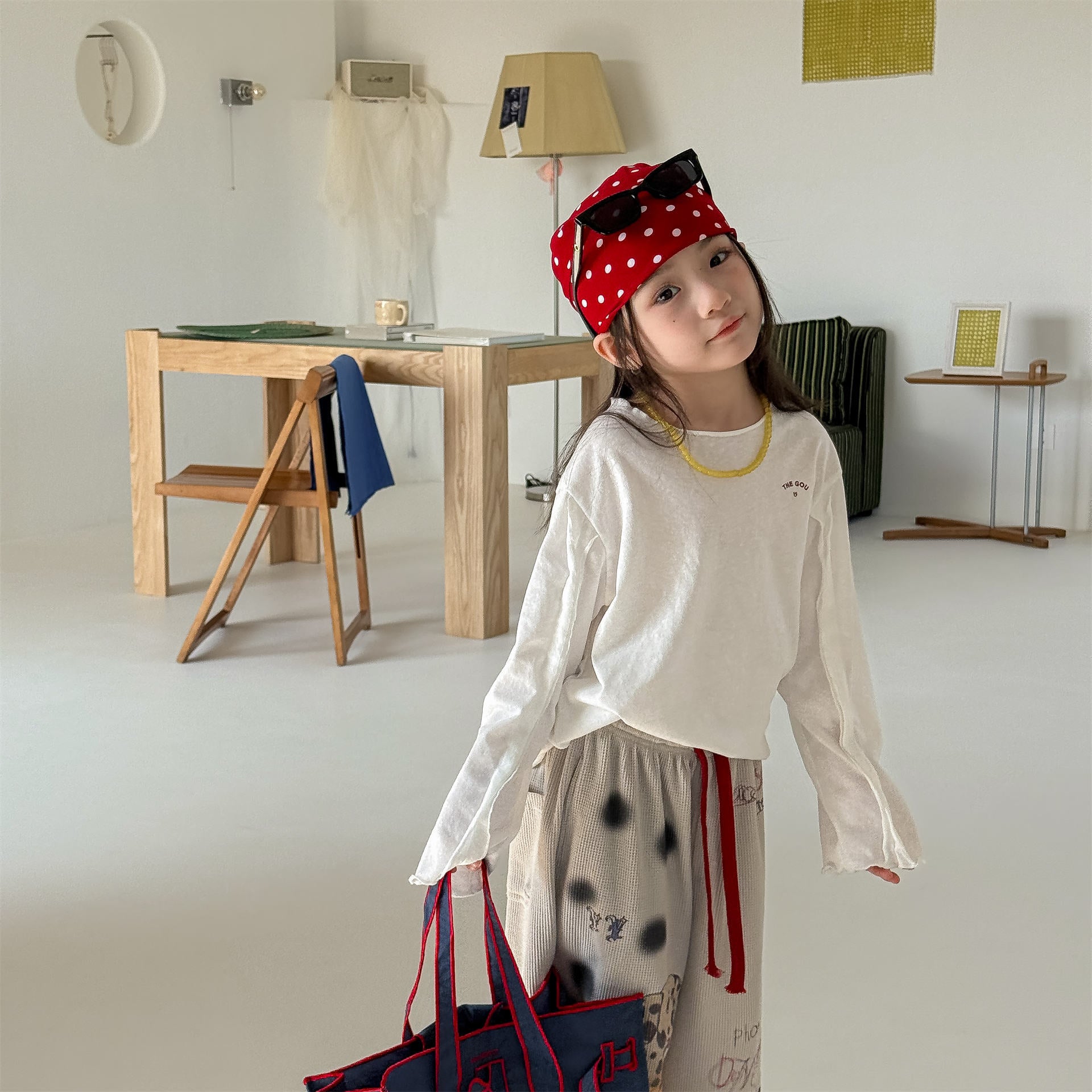 Polka Dot Long Sleeve Top ドット柄 長袖 Tシャツ【mh0012464】 ADbaby 長袖Tシャツ