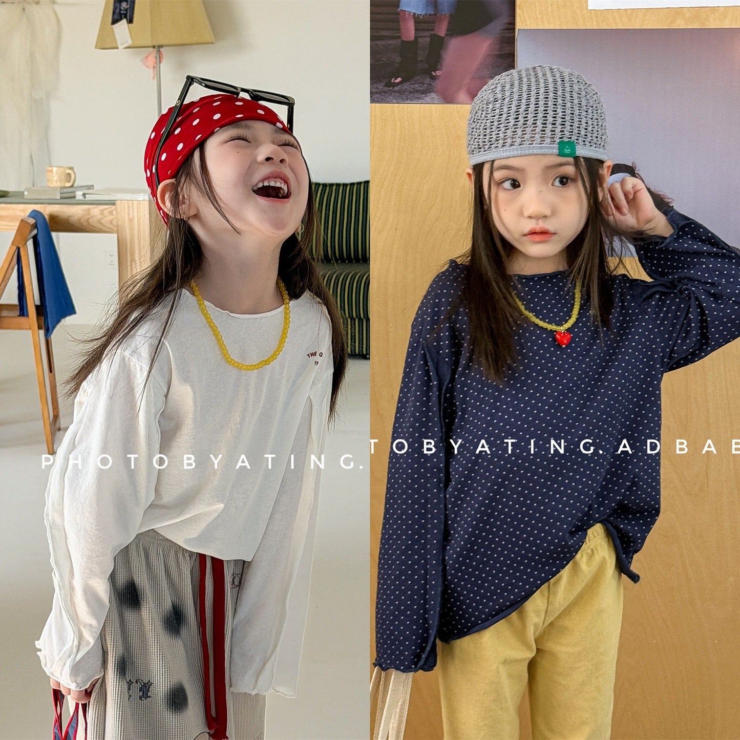 Polka Dot Long Sleeve Top ドット柄 長袖 Tシャツ【mh0012464】 ADbaby 長袖Tシャツ
