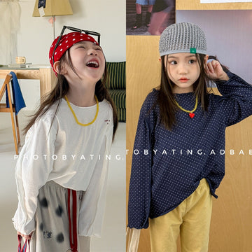 Polka Dot Long Sleeve Top ドット柄 長袖 Tシャツ【mh0012464】 ADbaby 長袖Tシャツ