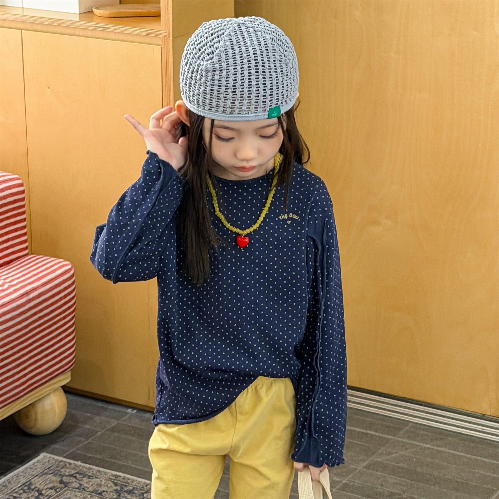 Polka Dot Long Sleeve Top ドット柄 長袖 Tシャツ【mh0012464】 ADbaby 長袖Tシャツ