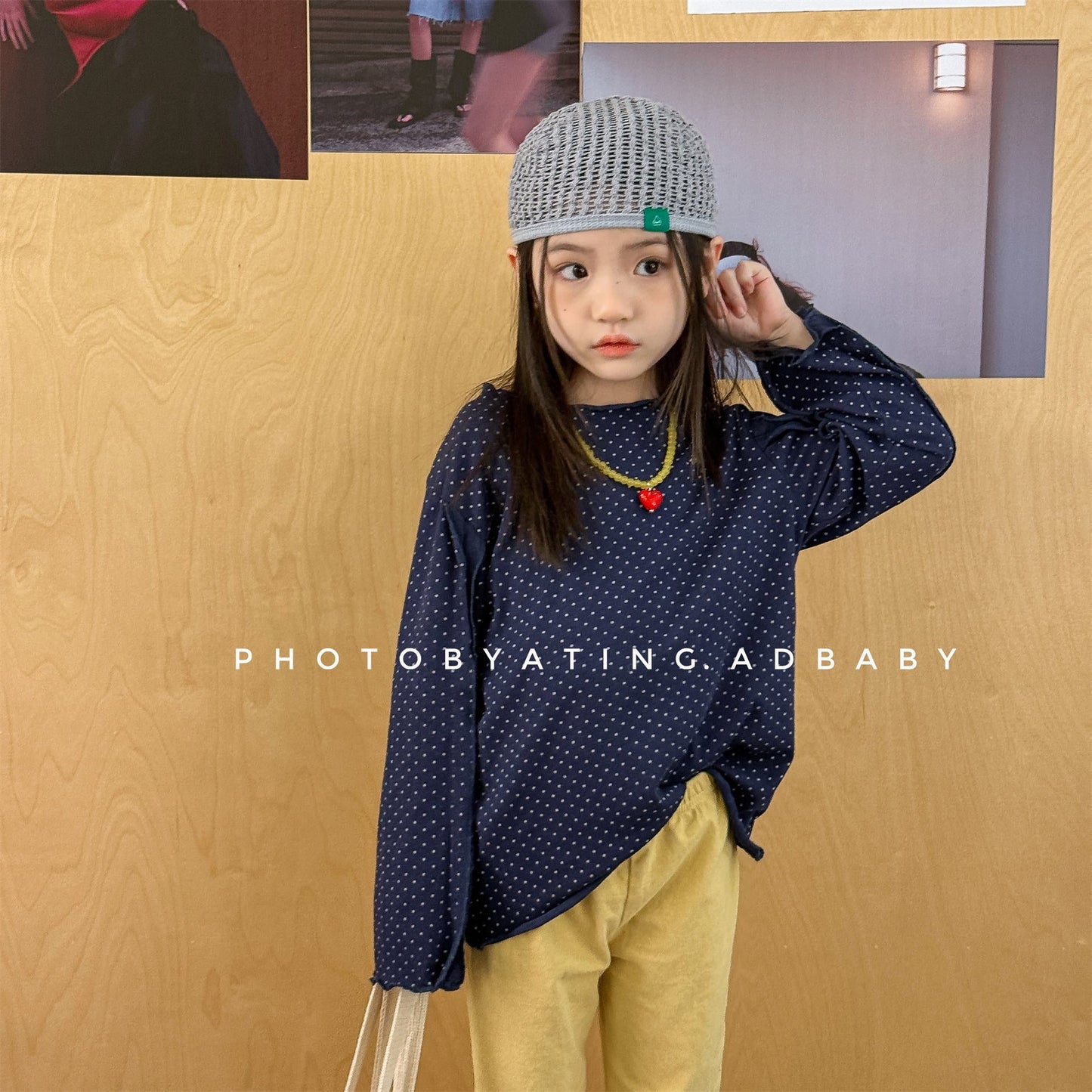 Polka Dot Long Sleeve Top ドット柄 長袖 Tシャツ【mh0012464】 ADbaby 長袖Tシャツ