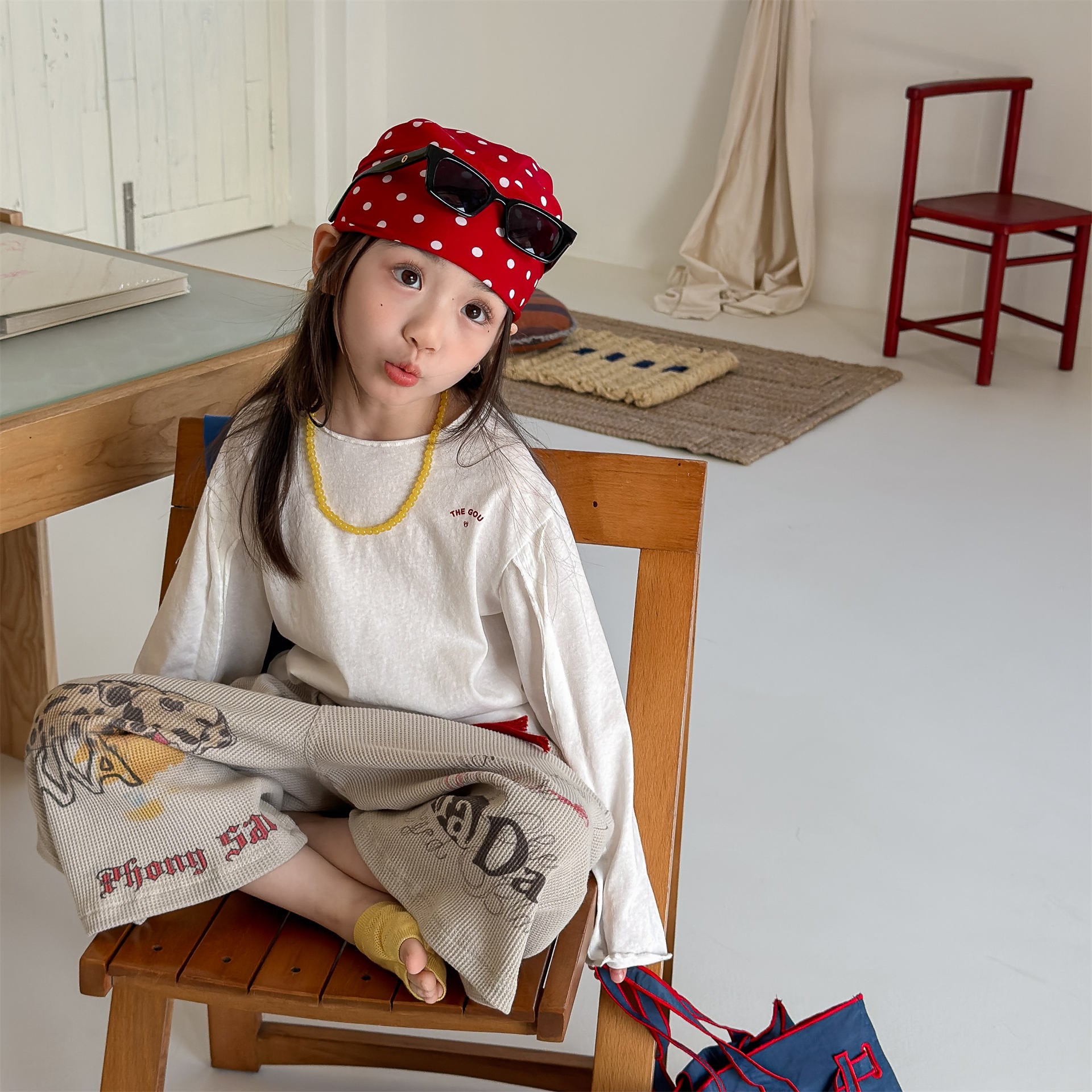 Polka Dot Long Sleeve Top ドット柄 長袖 Tシャツ【mh0012464】 ADbaby 長袖Tシャツ