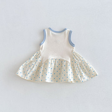Polka Dot Patchwork Dress ドット ノースリーブワンピース【mh0013419】 angou ノースリーブワンピース