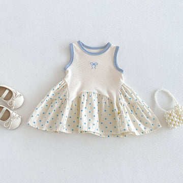 Polka Dot Patchwork Dress ドット ノースリーブワンピース【mh0013419】 angou ノースリーブワンピース