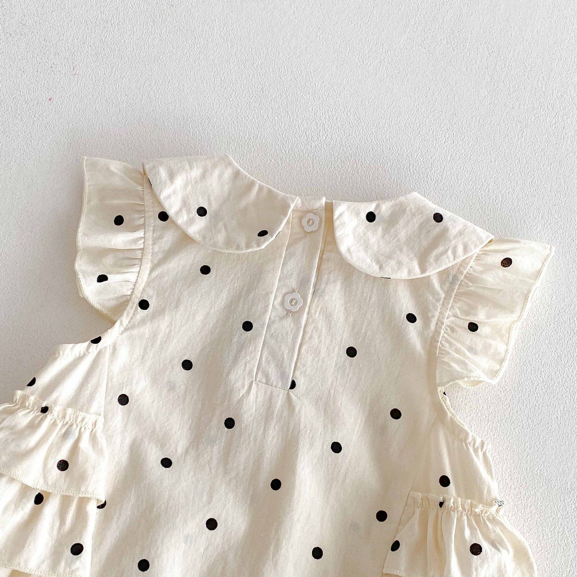 Polka Dot Ruffle Sleeveless Romper ドット ノースリーブロンパース【mh0013436】 angou ノースリーブロンパース