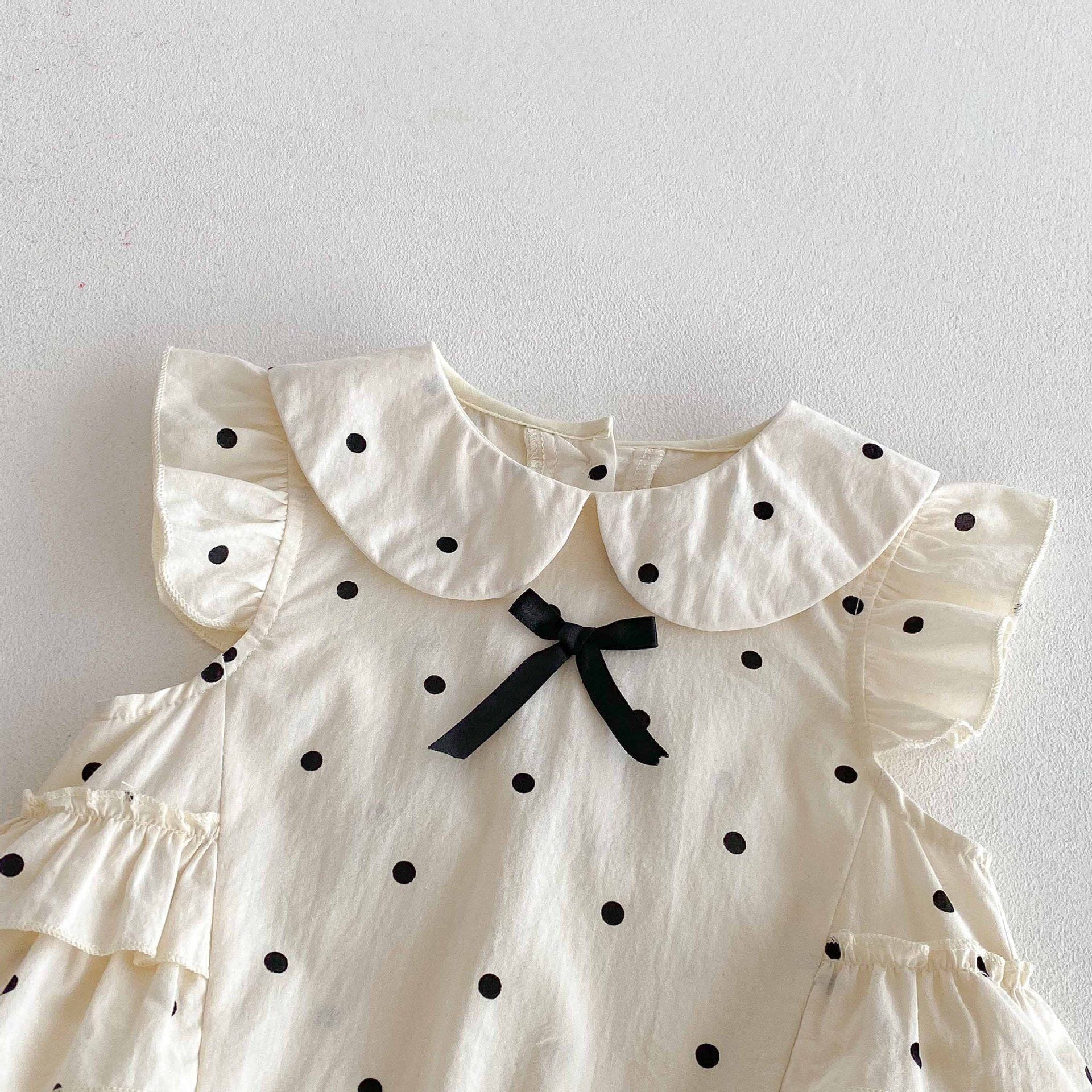 Polka Dot Ruffle Sleeveless Romper ドット ノースリーブロンパース【mh0013436】 angou ノースリーブロンパース