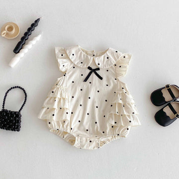 Polka Dot Ruffle Sleeveless Romper ドット ノースリーブロンパース【mh0013436】 Apricot / 66cm angou ノースリーブロンパース