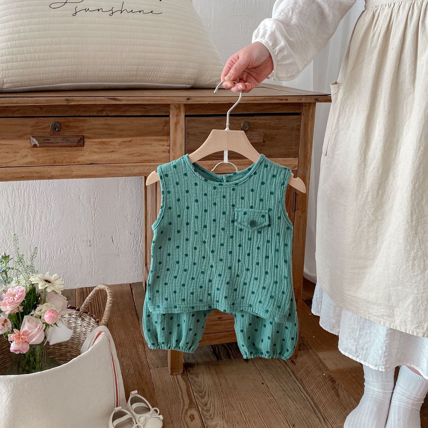 Polka Dot Sleeveless Set-up ドット柄 ノースリーブ セットアップ【mh0012724】 angou ノースリーブセットアップ