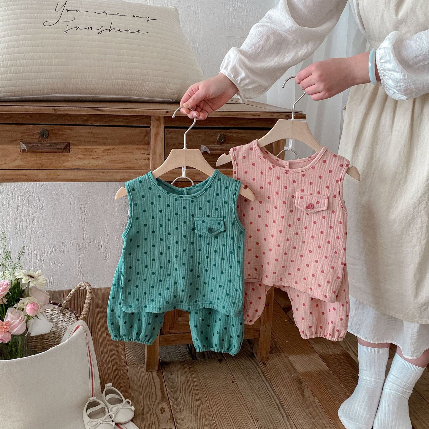 Polka Dot Sleeveless Set-up ドット柄 ノースリーブ セットアップ【mh0012724】 angou ノースリーブセットアップ