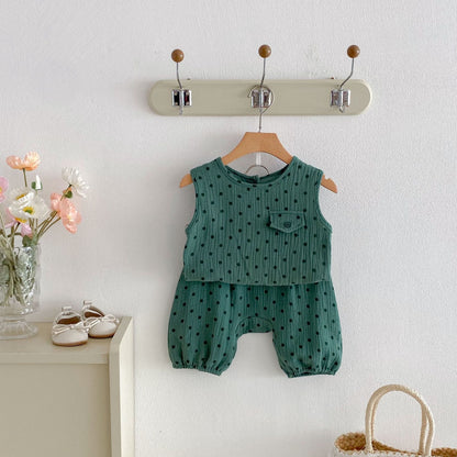 Polka Dot Sleeveless Set-up ドット柄 ノースリーブ セットアップ【mh0012724】 angou ノースリーブセットアップ