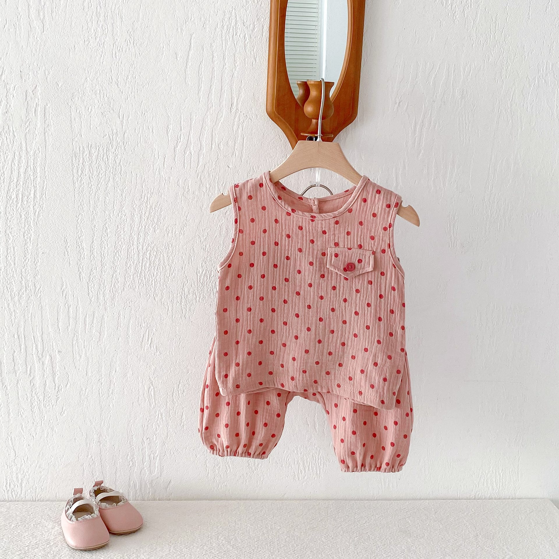 Polka Dot Sleeveless Set-up ドット柄 ノースリーブ セットアップ【mh0012724】 angou ノースリーブセットアップ