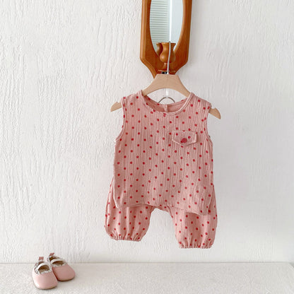 Polka Dot Sleeveless Set-up ドット柄 ノースリーブ セットアップ【mh0012724】 angou ノースリーブセットアップ
