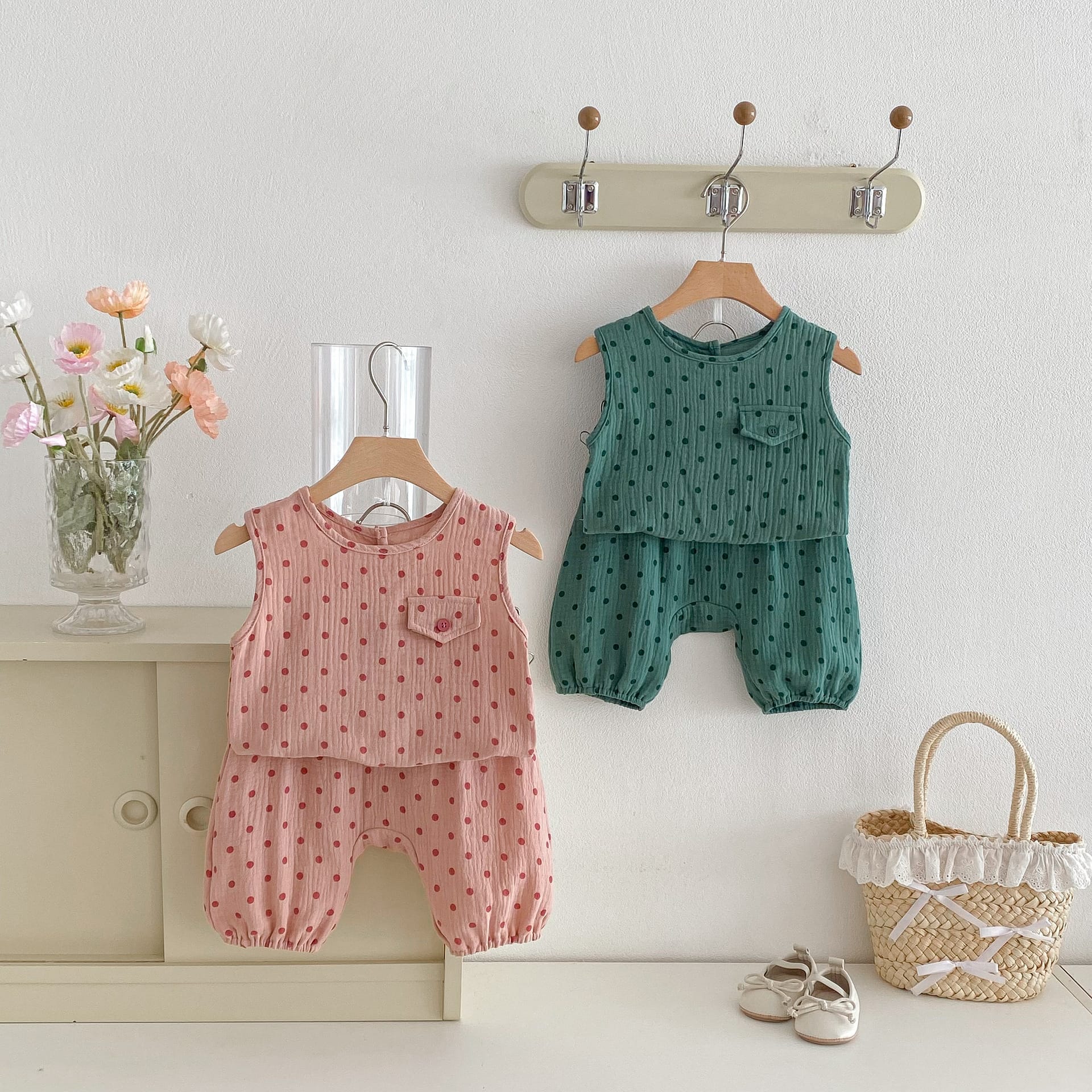 Polka Dot Sleeveless Set-up ドット柄 ノースリーブ セットアップ【mh0012724】 angou ノースリーブセットアップ