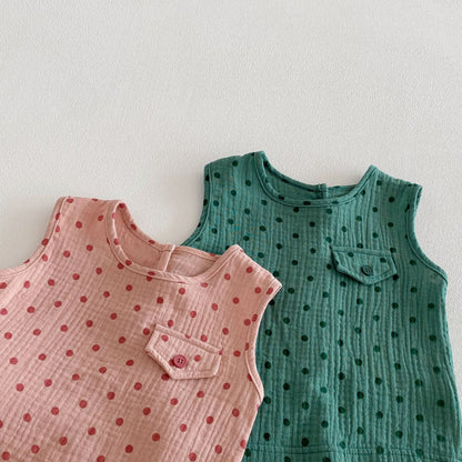 Polka Dot Sleeveless Set-up ドット柄 ノースリーブ セットアップ【mh0012724】 angou ノースリーブセットアップ