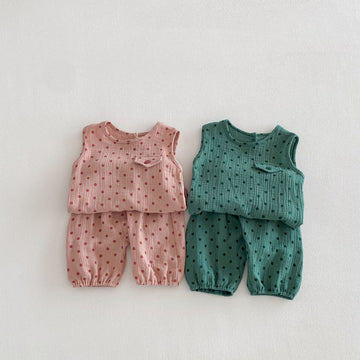 Polka Dot Sleeveless Set-up ドット柄 ノースリーブ セットアップ【mh0012724】 angou ノースリーブセットアップ