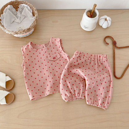 Polka Dot Sleeveless Set-up ドット柄 ノースリーブ セットアップ【mh0012724】 Red / 80cm angou ノースリーブセットアップ
