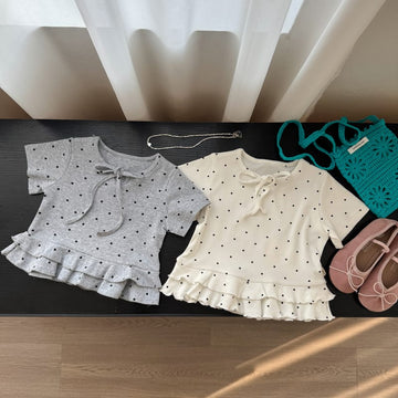 Polka Dot Tiered Ruffle T-Shirt ドット柄 半袖Tシャツ【mh0013118】 MaiTianJi 半袖Tシャツ