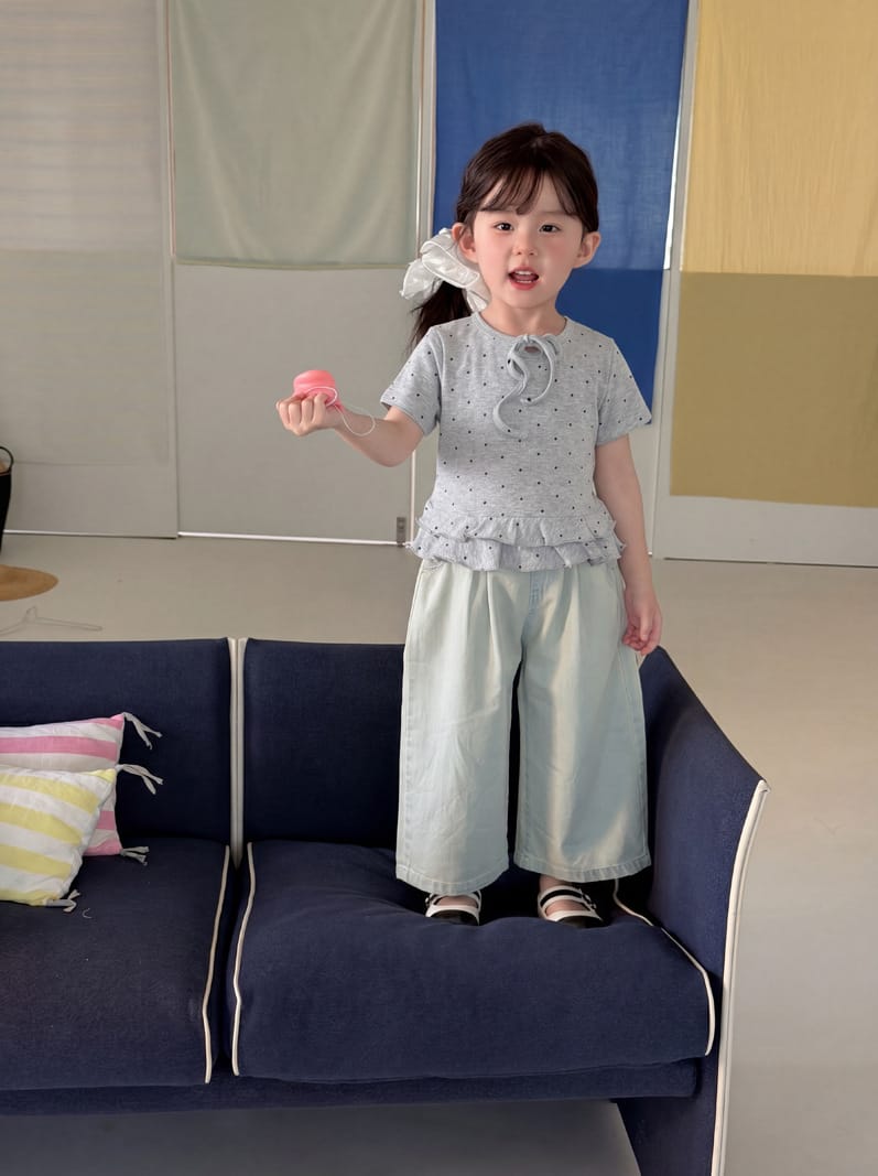Polka Dot Tiered Ruffle T-Shirt ドット柄 半袖Tシャツ【mh0013118】 MaiTianJi 半袖Tシャツ