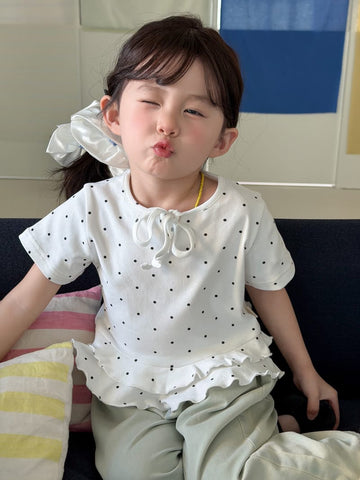 Polka Dot Tiered Ruffle T-Shirt ドット柄 半袖Tシャツ【mh0013118】 MaiTianJi 半袖Tシャツ