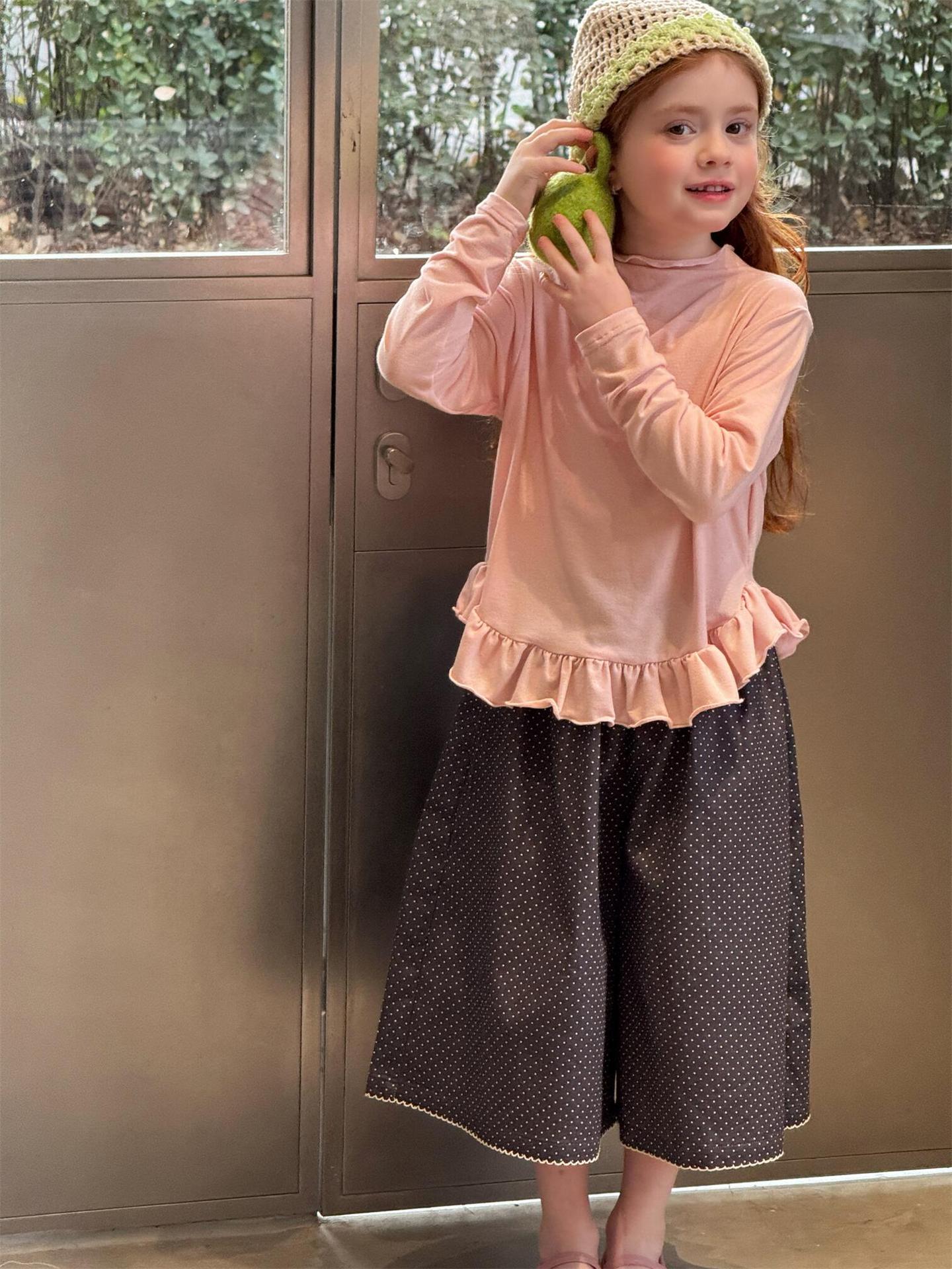Polka Dot Wide Leg Capri Pants ドット柄 ワイドパンツ カプリパンツ【mh0012310】 Jianzidan