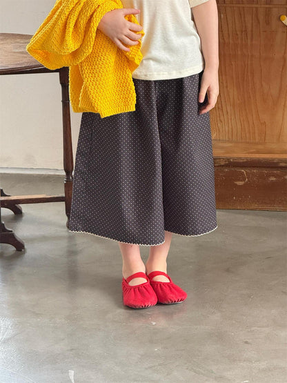 Polka Dot Wide Leg Capri Pants ドット柄 ワイドパンツ カプリパンツ【mh0012310】 Jianzidan