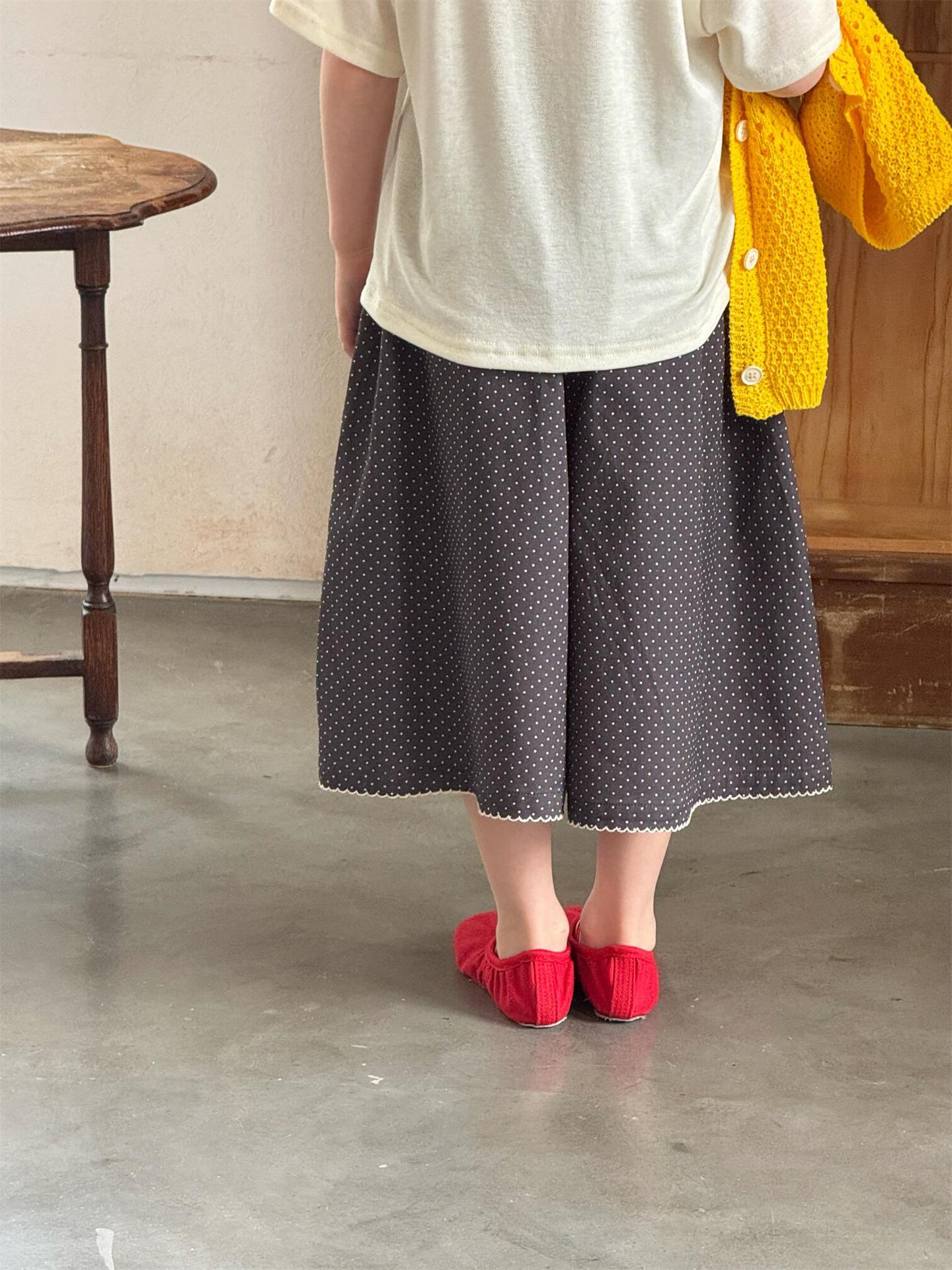 Polka Dot Wide Leg Capri Pants ドット柄 ワイドパンツ カプリパンツ【mh0012310】 Jianzidan
