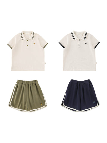 Polo Shirt Shorts Setup 刺繍 ポロシャツ ショートパンツ セットアップ【mh0012740】 YoehYaul 半袖セットアップ