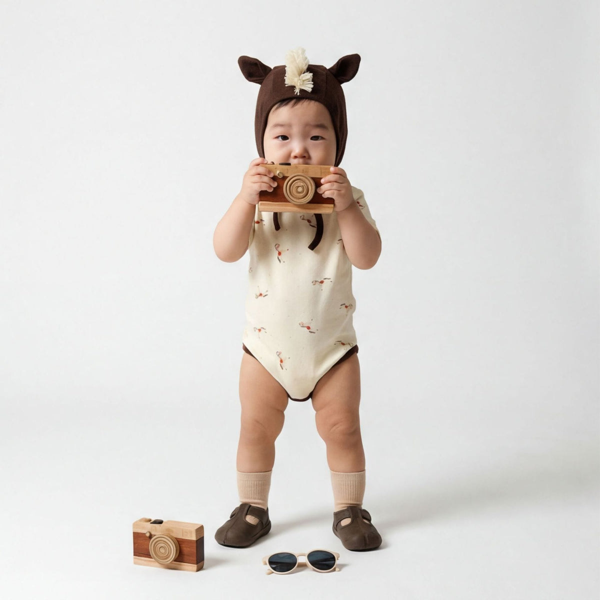 Pony Print Jumpsuit Shorts Set ポニー 半袖ロンパース トップス ショートパンツ セット【mh0013351】 TOMMY'S GIFTS 半袖セットアップ