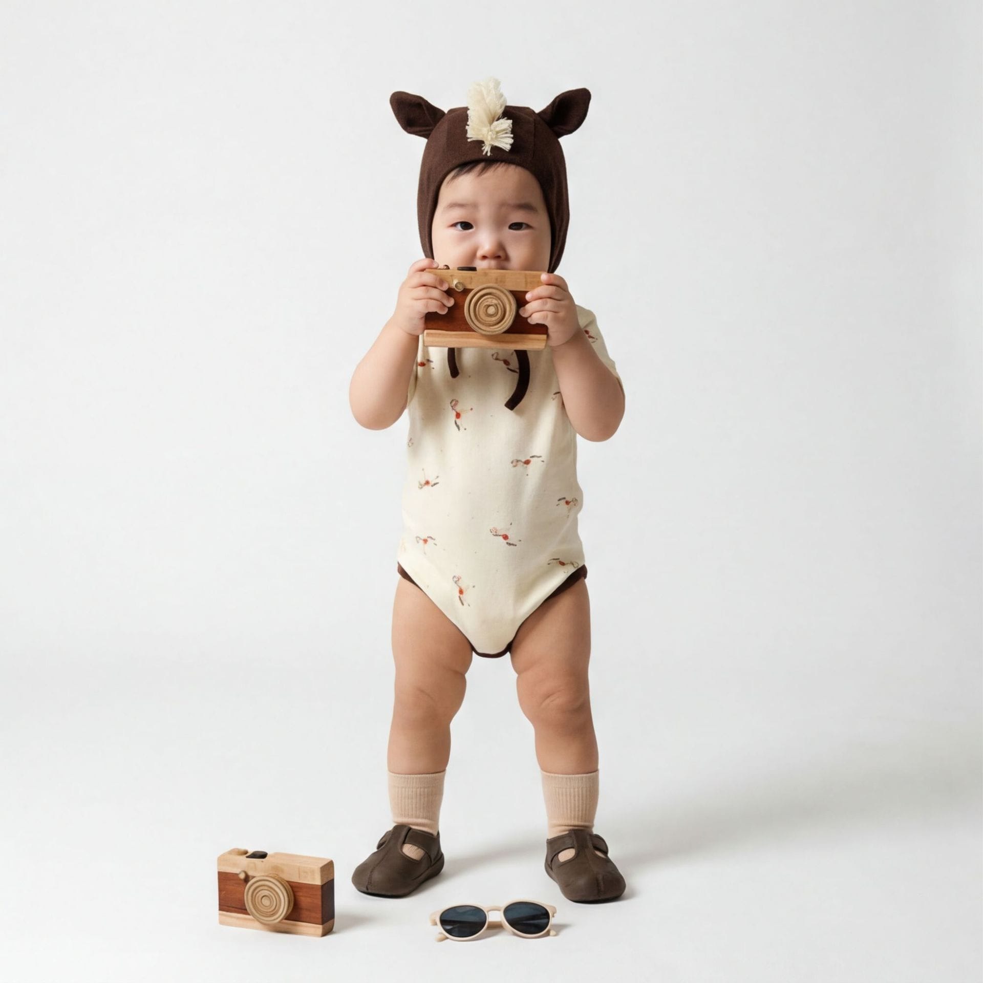 Pony Print Jumpsuit Shorts Set ポニー 半袖ロンパース トップス ショートパンツ セット【mh0013351】 TOMMY'S GIFTS 半袖セットアップ