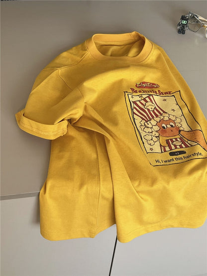 キャラクター半袖Tシャツ（イエロー）フロントの大きめイラスト入り