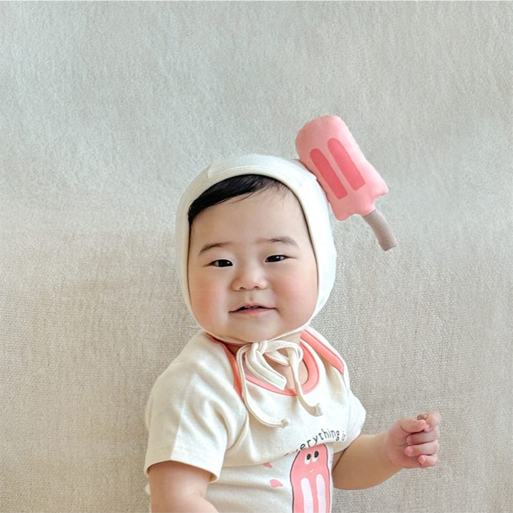 Popsicle Printed Bonnet Short Sleeve Romper アイスクリーム 半袖ロンパース【mh0013375】 Pink / 66cm TOMMY'S GIFTS