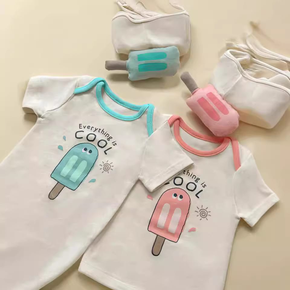 Popsicle Printed Bonnet Short Sleeve Romper アイスクリーム 半袖ロンパース【mh0013375】 TOMMY'S GIFTS