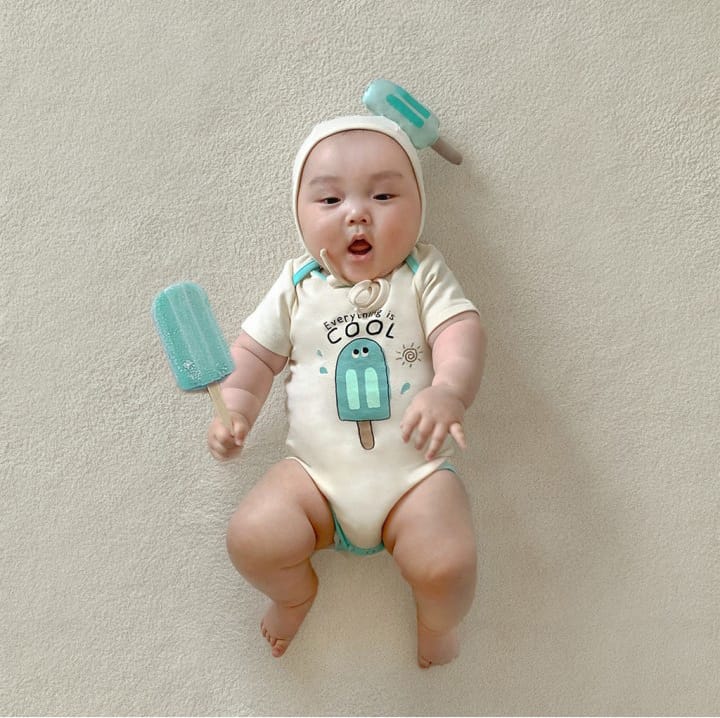 Popsicle Printed Bonnet Short Sleeve Romper アイスクリーム 半袖ロンパース【mh0013375】 TOMMY'S GIFTS