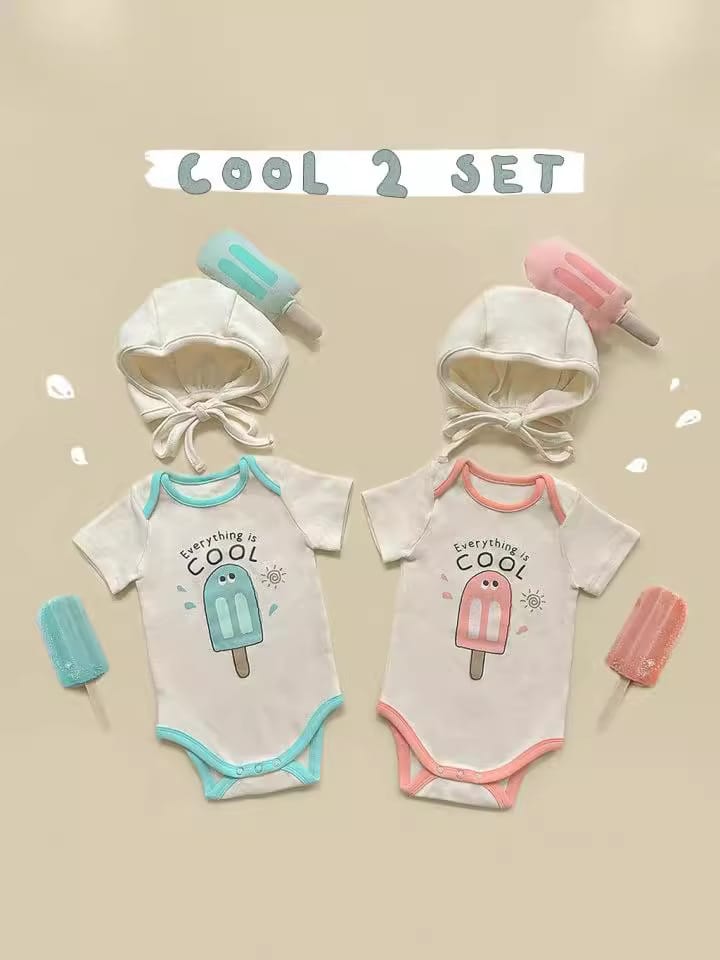 Popsicle Printed Bonnet Short Sleeve Romper アイスクリーム 半袖ロンパース【mh0013375】 TOMMY'S GIFTS