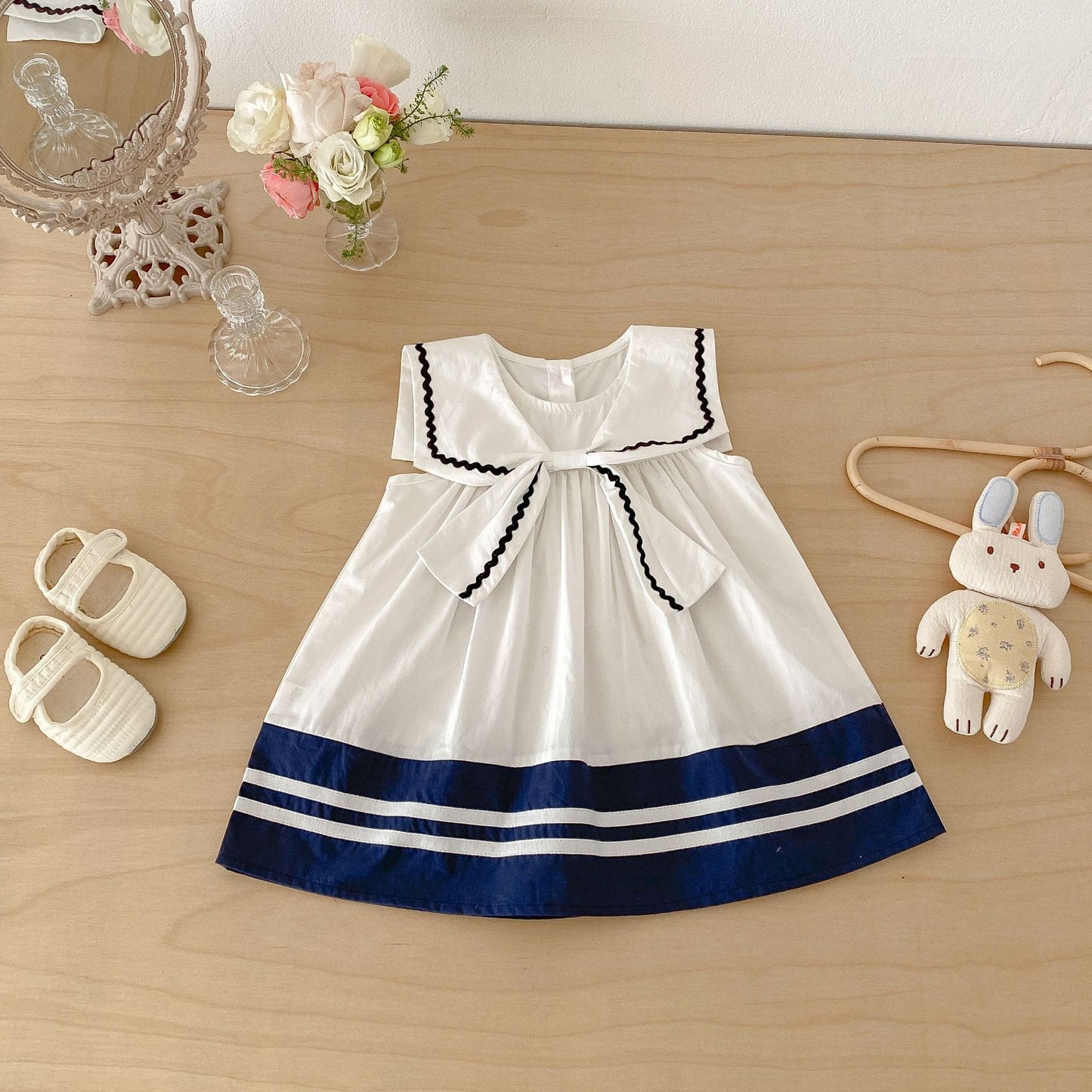 Preppy Bow Navy Princess Dress セーラーカラー リボン 半袖 ワンピース【mh0012714】 angou ノースリーブワンピース