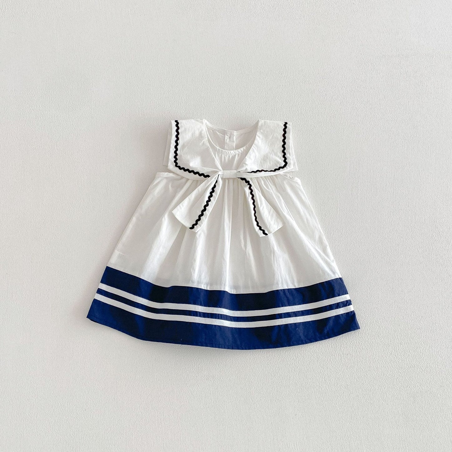 Preppy Bow Navy Princess Dress セーラーカラー リボン 半袖 ワンピース【mh0012714】 White / 80cm angou ノースリーブワンピース