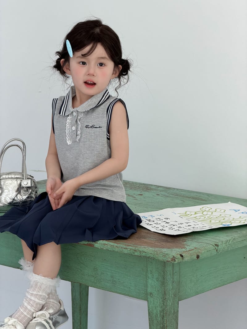 Preppy Sleeveless Polo Skirt Setup 襟付きノースリーブ 裾プリーツスカート【mh0012744】 MaiTianJi ノースリーブセットアップ