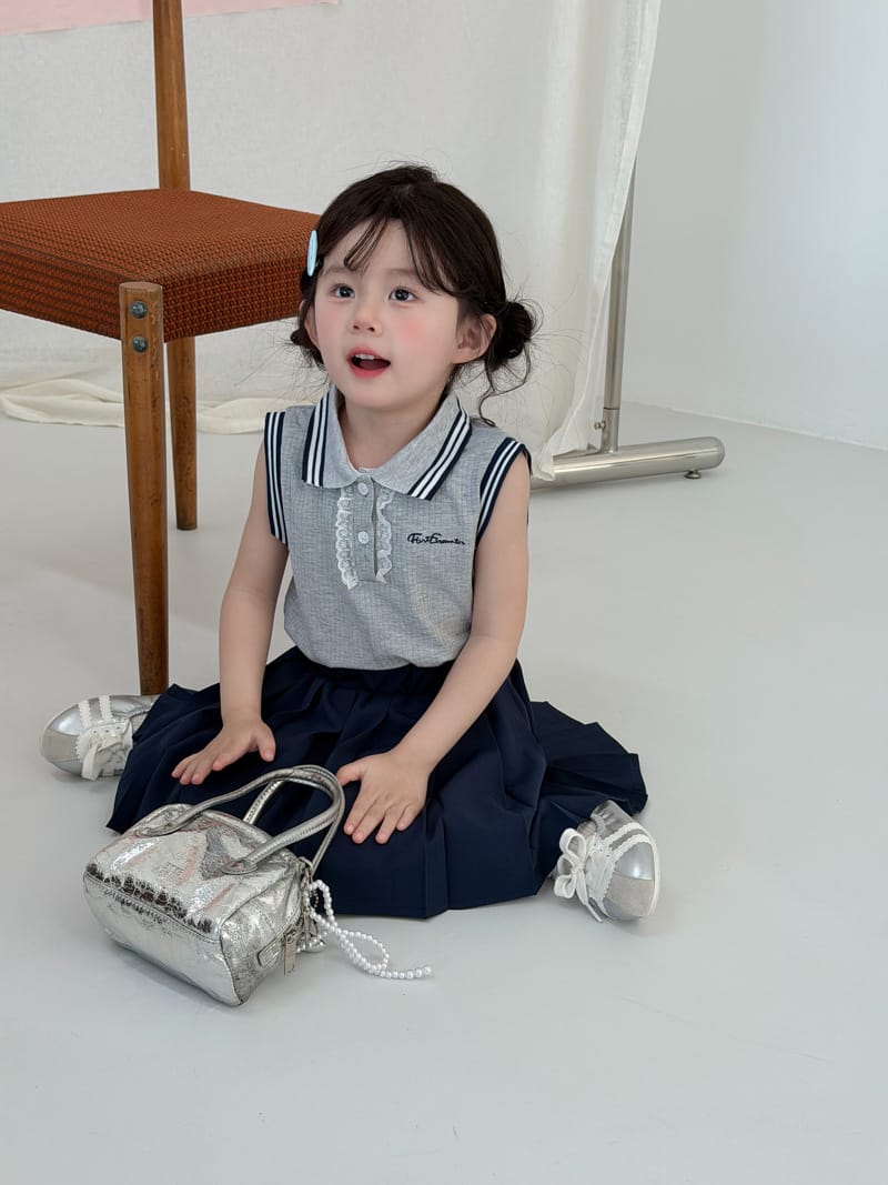 Preppy Sleeveless Polo Skirt Setup 襟付きノースリーブ 裾プリーツスカート【mh0012744】 MaiTianJi ノースリーブセットアップ