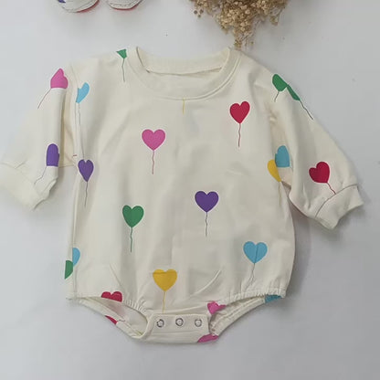 Colorful Heart Romper ハート バルーン 長袖 ロンパース【mh0000694】