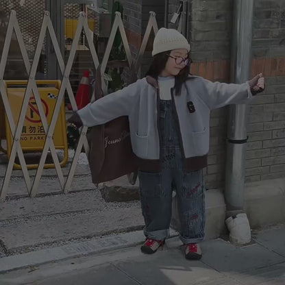 ワッペン付きジップアップニットカーディガンセーター【mh0010903】