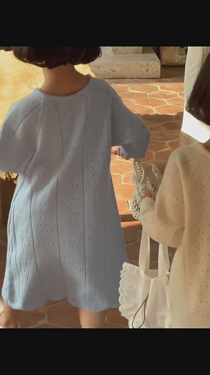 キッズワンピース レースニット 長袖ワンピース 2カラー【mh0005163】